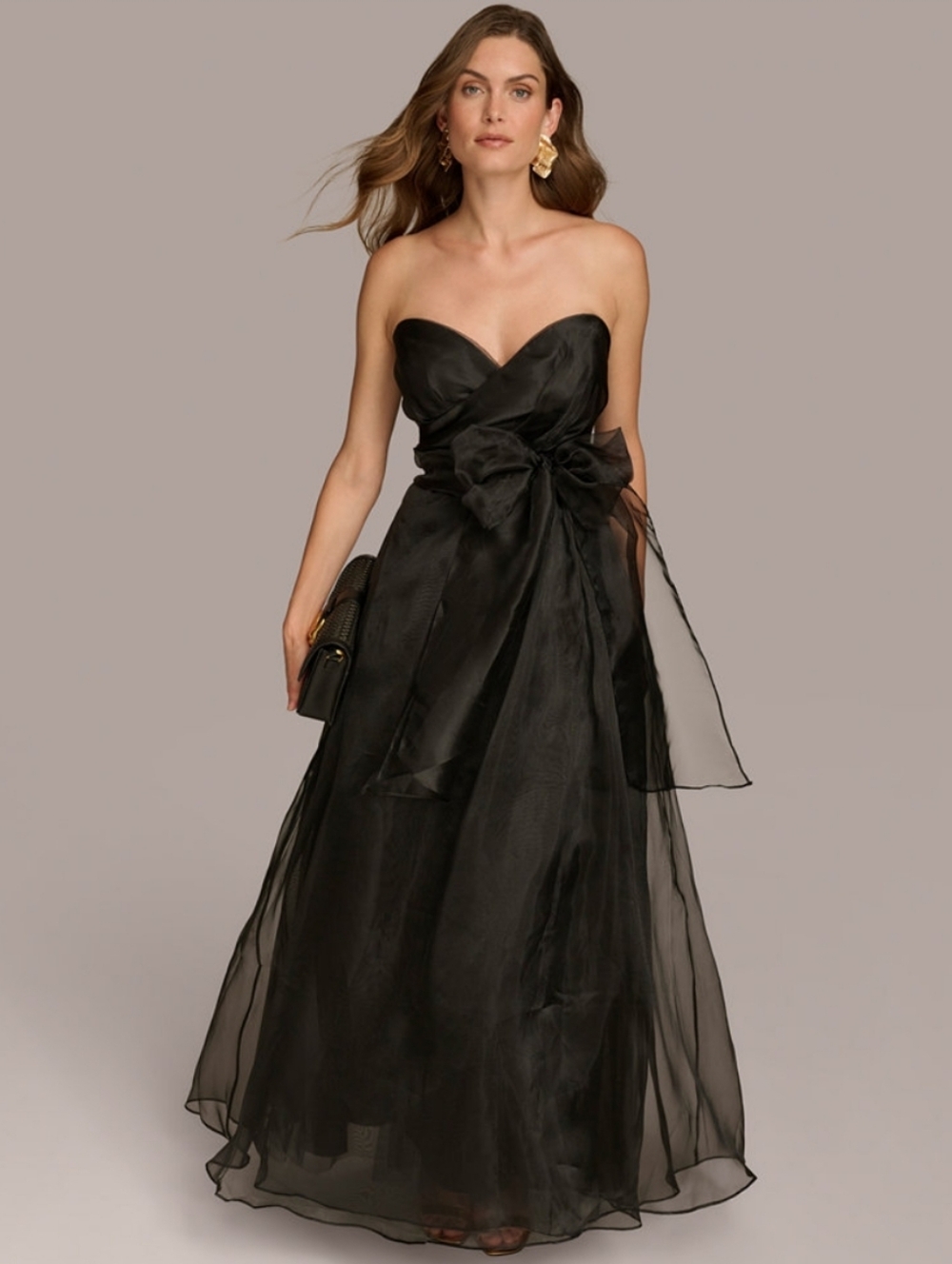 Donna Karan Women's Sweetheart Neck Strapless Chiffon Dress
